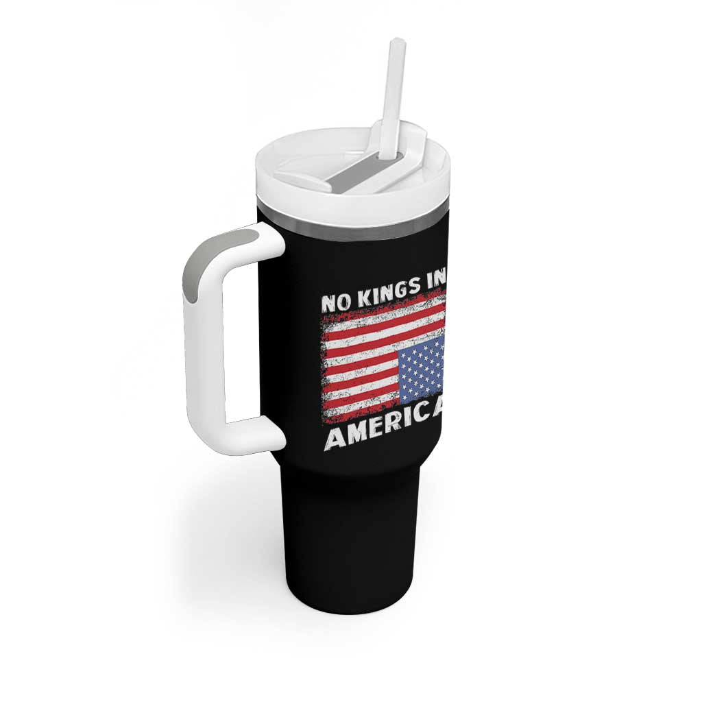Snarky No Kings In America Tumbler With Handle 86 47 No Faux King Way US Flag Upside Down
