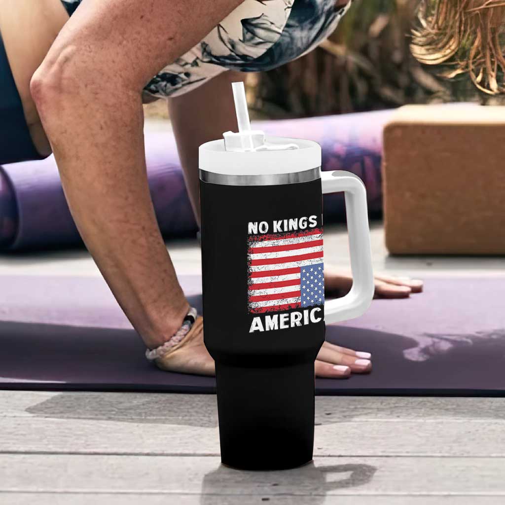 Snarky No Kings In America Tumbler With Handle 86 47 No Faux King Way US Flag Upside Down