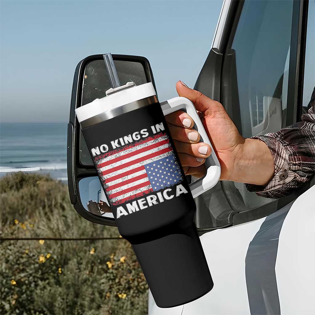 Snarky No Kings In America Tumbler With Handle 86 47 No Faux King Way US Flag Upside Down