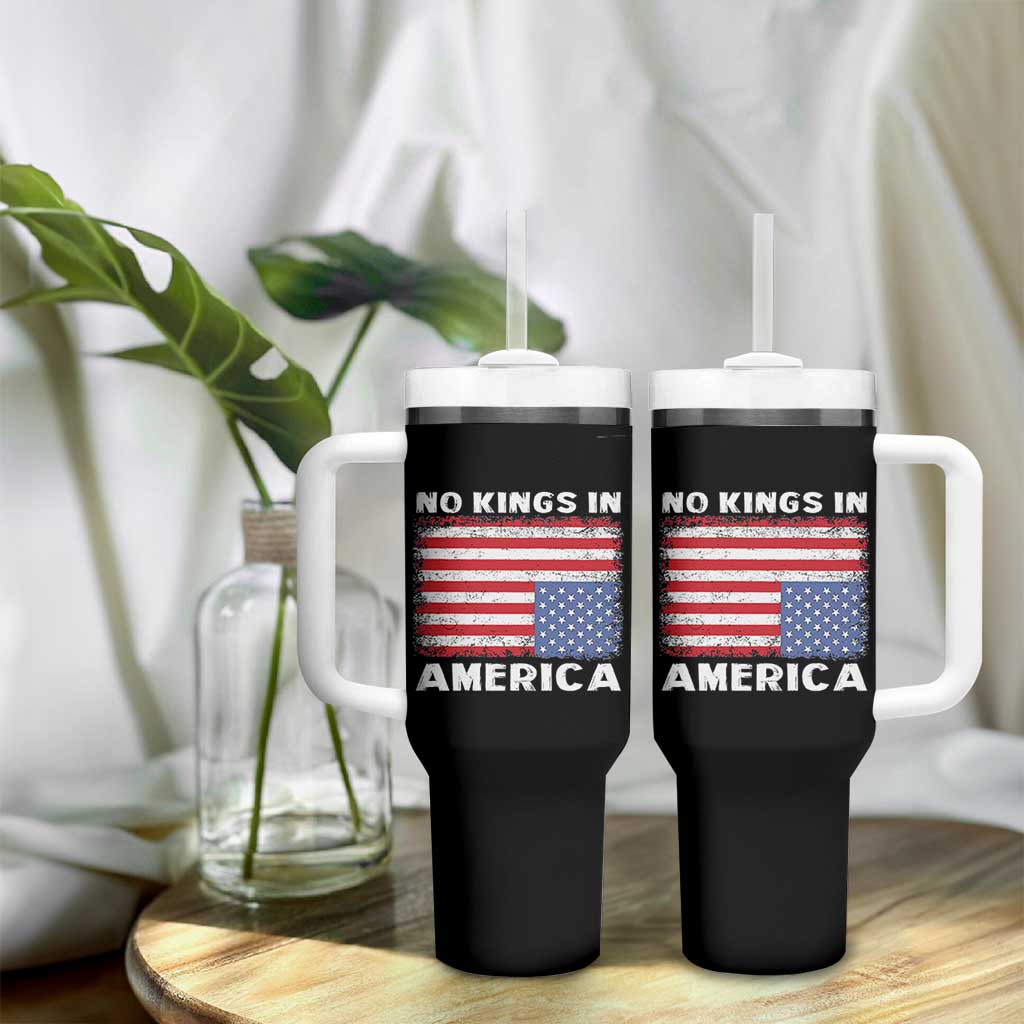 Snarky No Kings In America Tumbler With Handle 86 47 No Faux King Way US Flag Upside Down