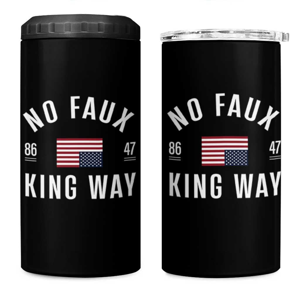 No Kings in America 4 in 1 Can Cooler Tumbler US Flag Upside Down