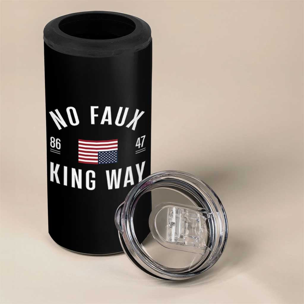 No Kings in America 4 in 1 Can Cooler Tumbler US Flag Upside Down