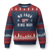 No Kings in America Ugly Christmas Sweater US Flag Upside Down - Wonder Print Shop