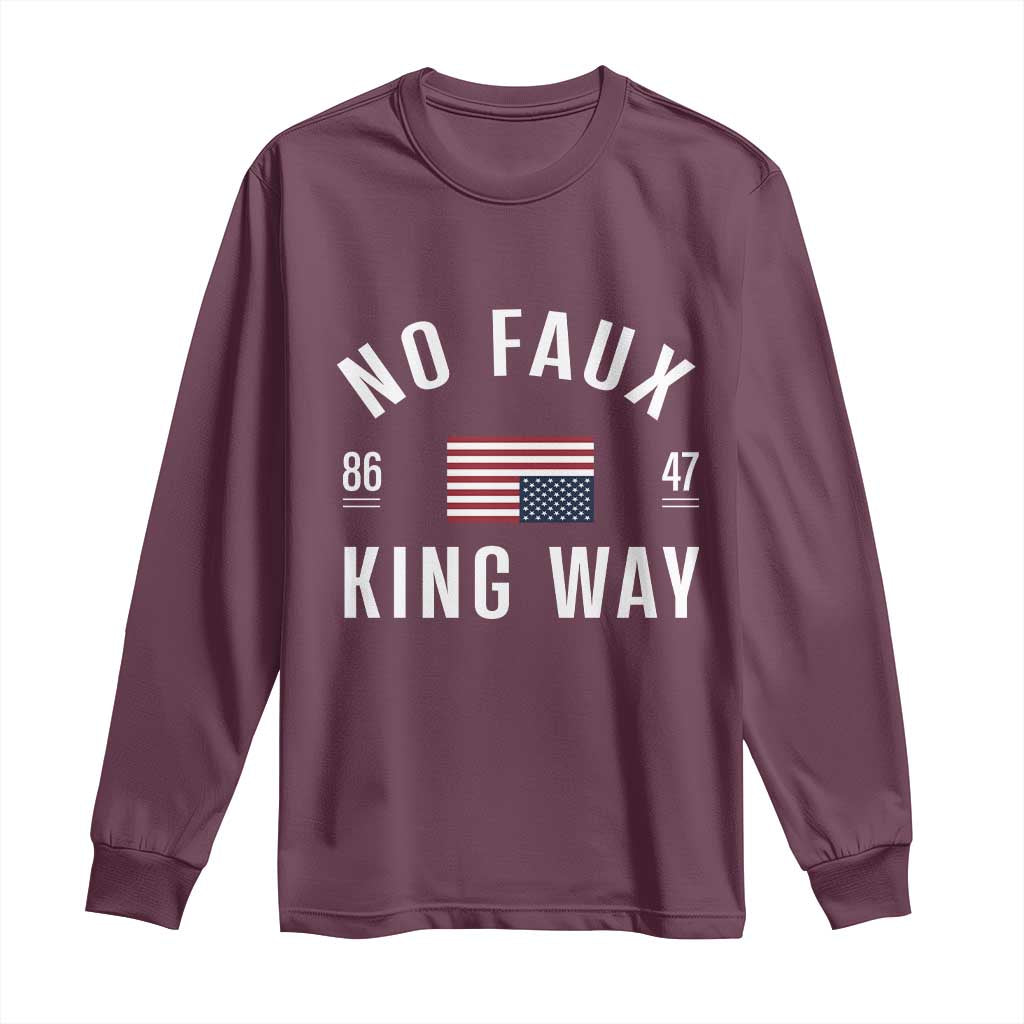No Kings in America Long Sleeve Shirt US Flag Upside Down