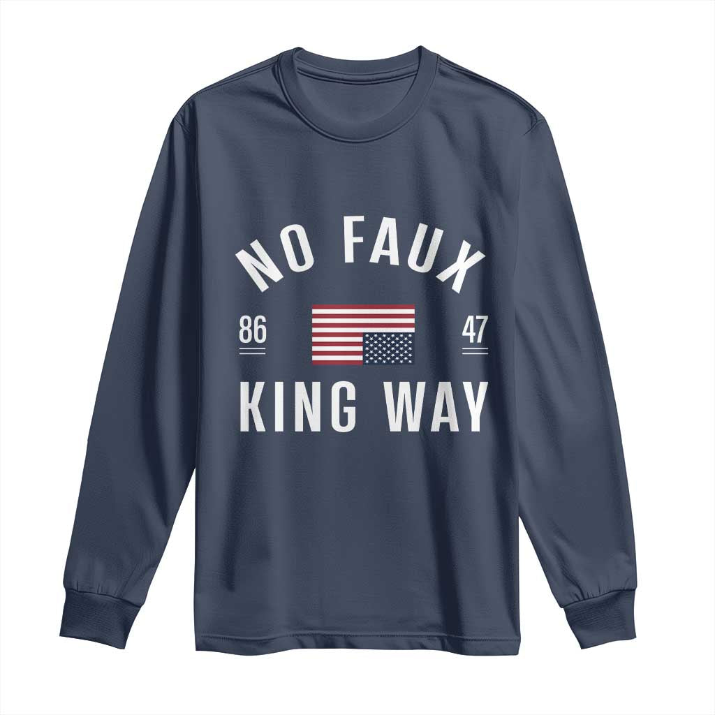 No Kings in America Long Sleeve Shirt US Flag Upside Down