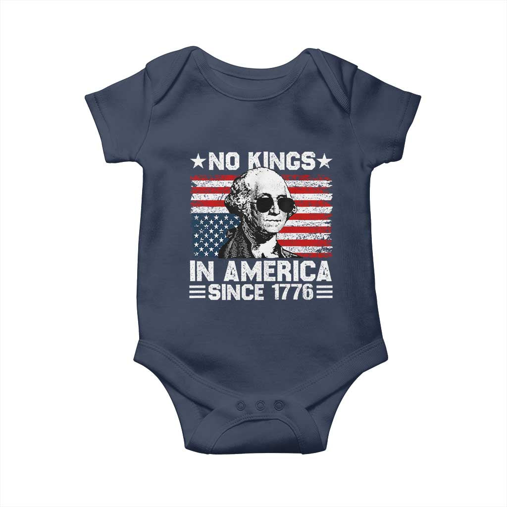 No Kings In America Since 1776 Baby Onesie George Washington US Flag Upside Down