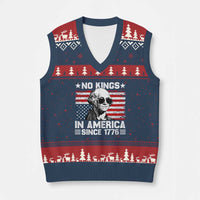 No Kings In America Since 1776 V-Neck Knit Sweater Vest George Washington US Flag Upside Down - Wonder Print Shop