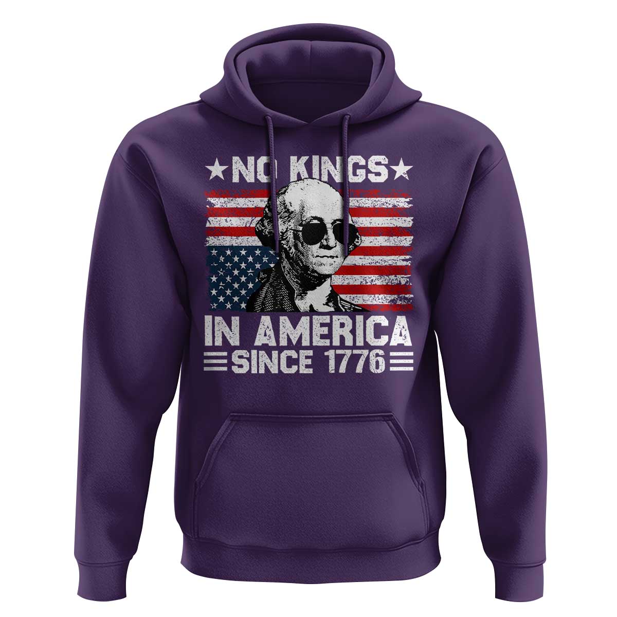 No Kings In America Since 1776 Hoodie George Washington US Flag Upside Down