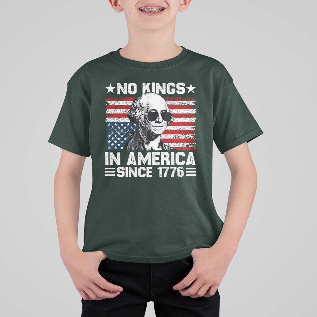 No Kings In America Since 1776 T Shirt For Kid George Washington US Flag Upside Down