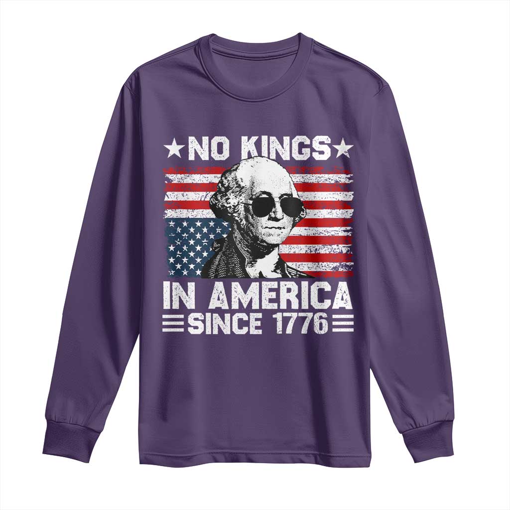 No Kings In America Since 1776 Long Sleeve Shirt George Washington US Flag Upside Down
