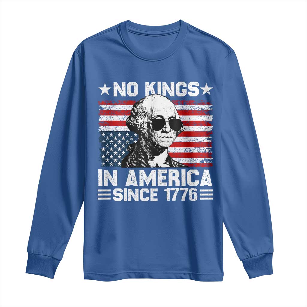 No Kings In America Since 1776 Long Sleeve Shirt George Washington US Flag Upside Down