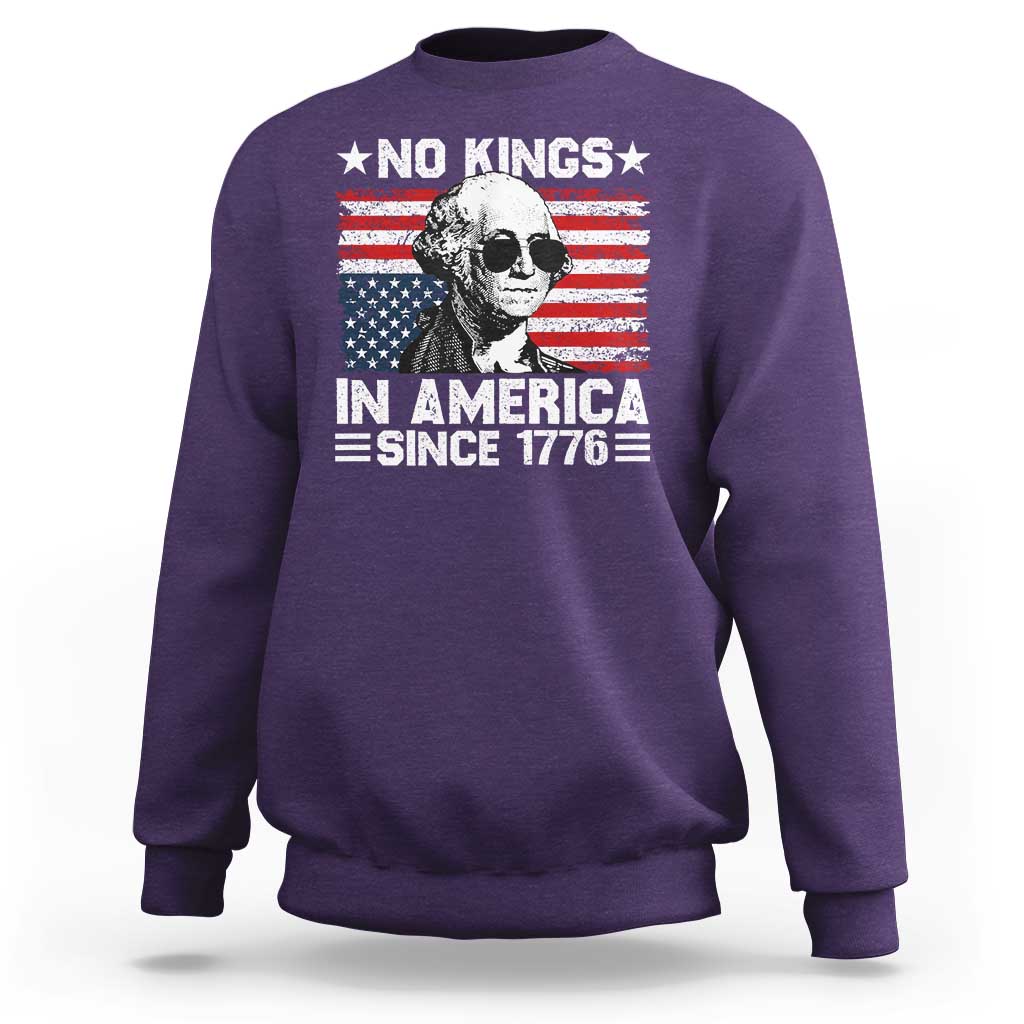 No Kings In America Since 1776 Sweatshirt George Washington US Flag Upside Down