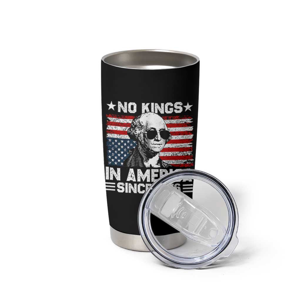 No Kings In America Since 1776 Tumbler Cup George Washington US Flag Upside Down