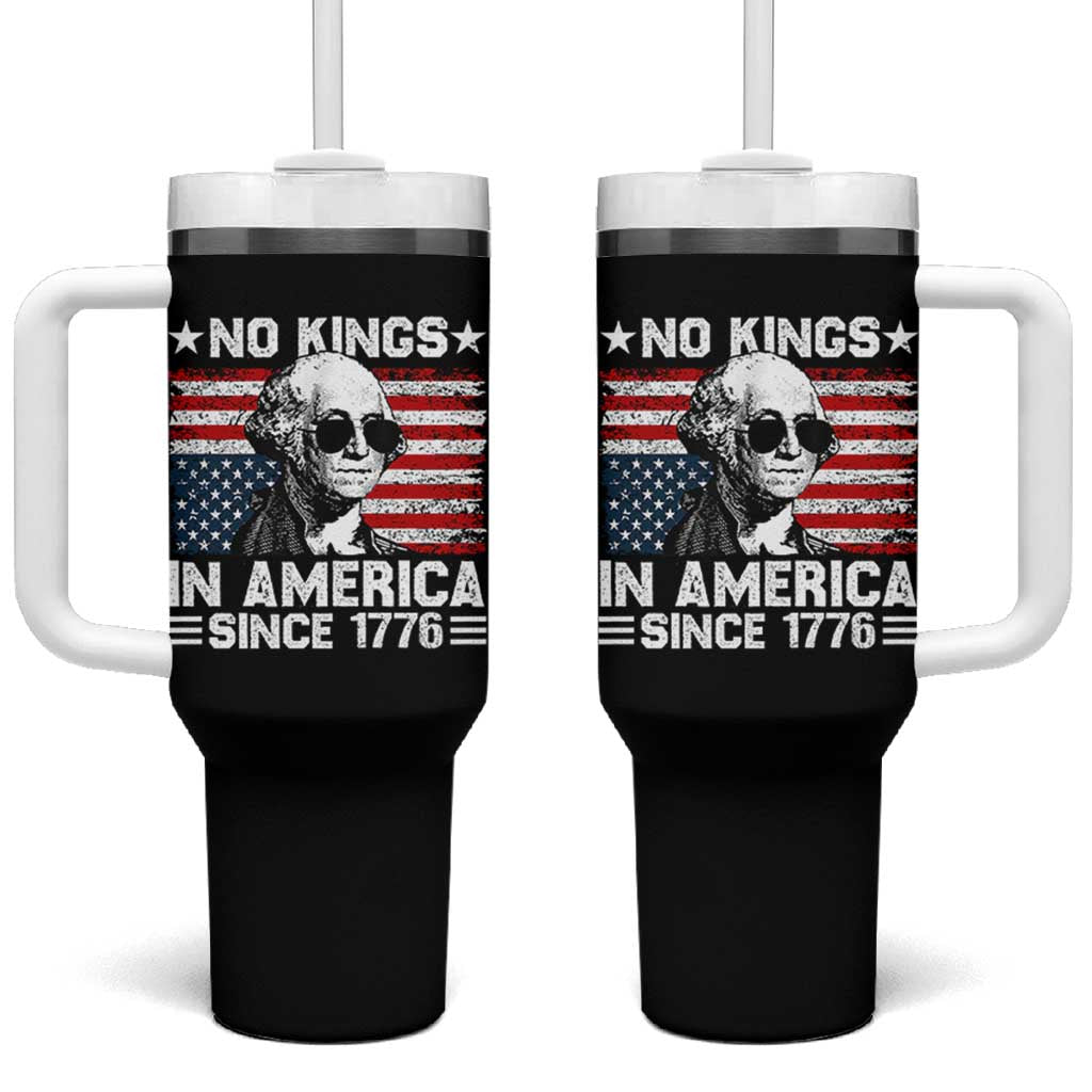No Kings In America Since 1776 Tumbler With Handle George Washington US Flag Upside Down