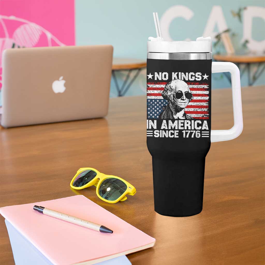 No Kings In America Since 1776 Tumbler With Handle George Washington US Flag Upside Down