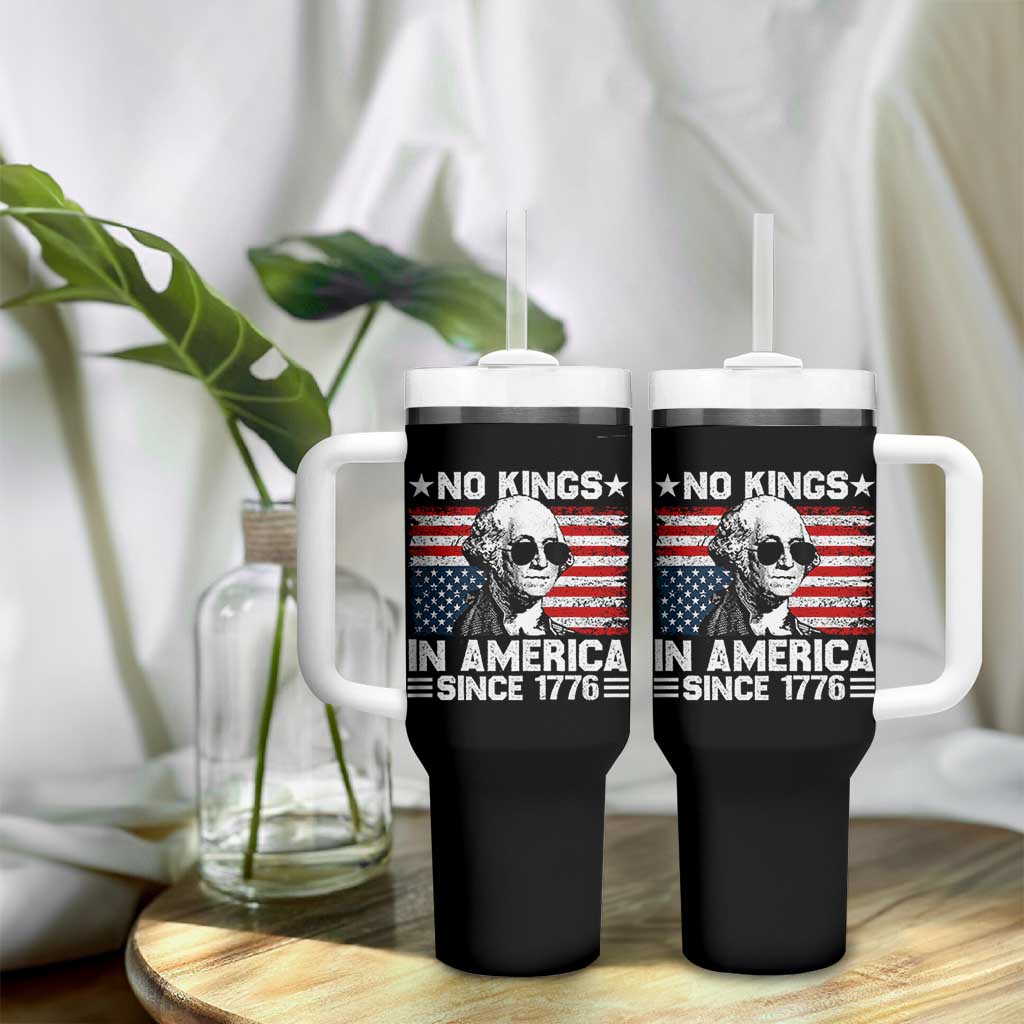 No Kings In America Since 1776 Tumbler With Handle George Washington US Flag Upside Down