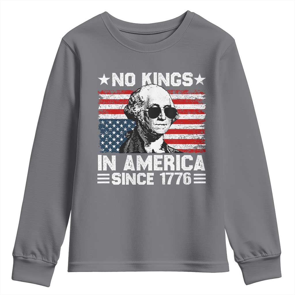 No Kings In America Since 1776 Youth Sweatshirt George Washington US Flag Upside Down