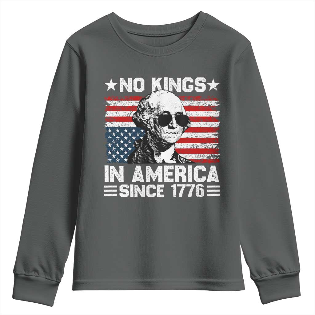 No Kings In America Since 1776 Youth Sweatshirt George Washington US Flag Upside Down