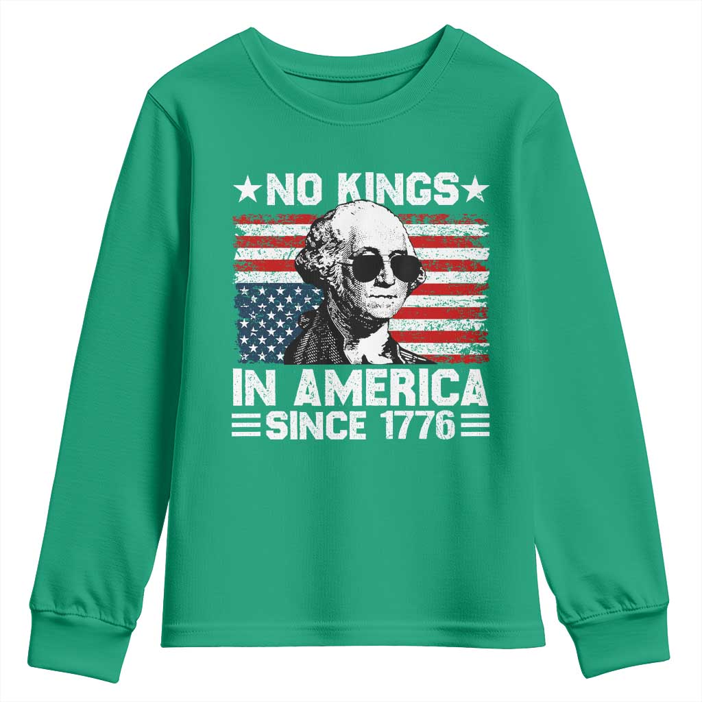 No Kings In America Since 1776 Youth Sweatshirt George Washington US Flag Upside Down