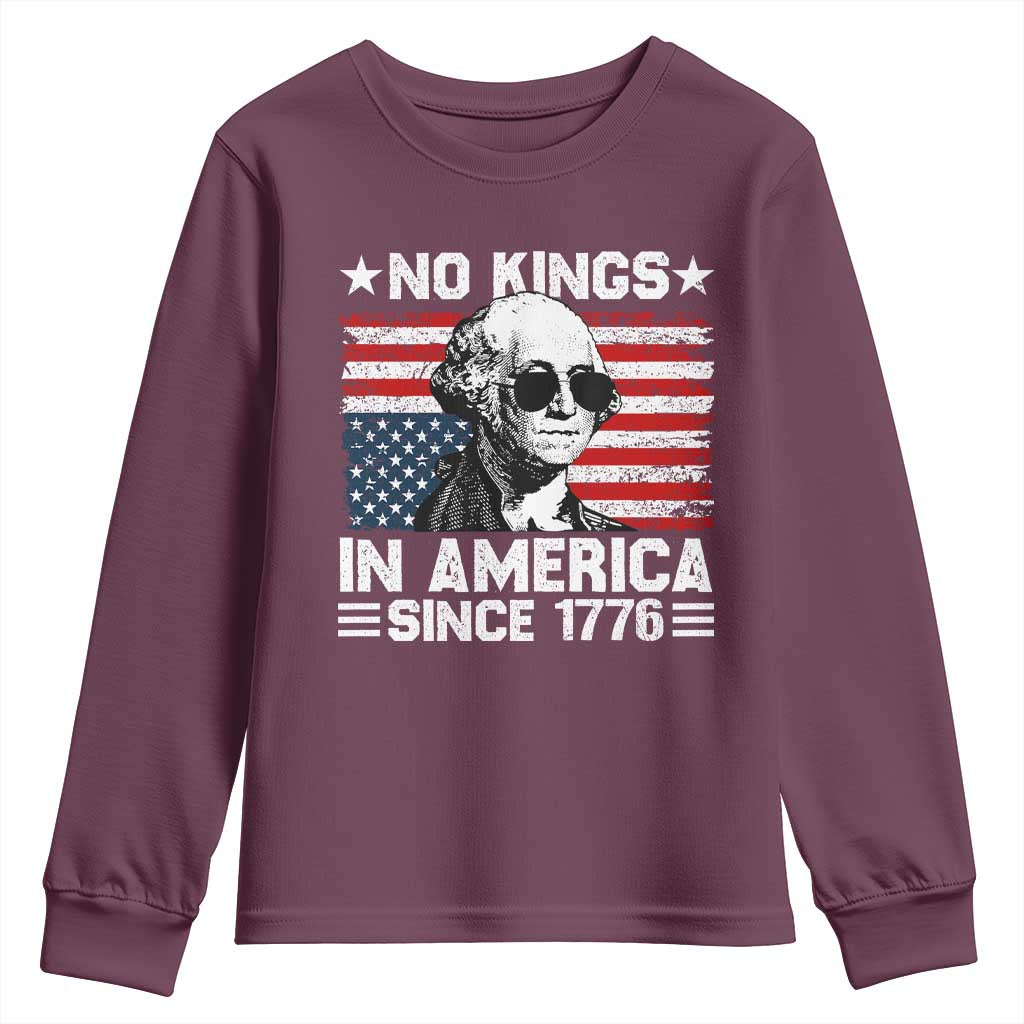 No Kings In America Since 1776 Youth Sweatshirt George Washington US Flag Upside Down