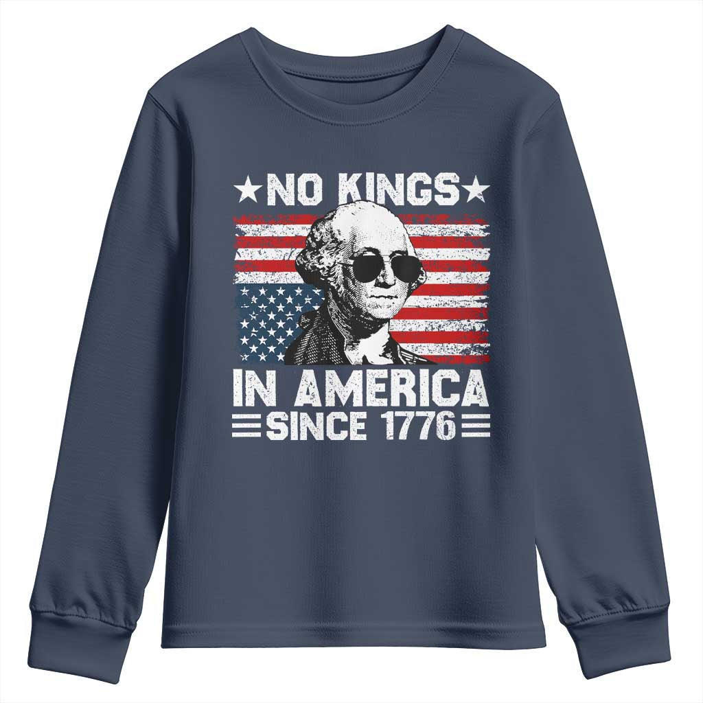 No Kings In America Since 1776 Youth Sweatshirt George Washington US Flag Upside Down