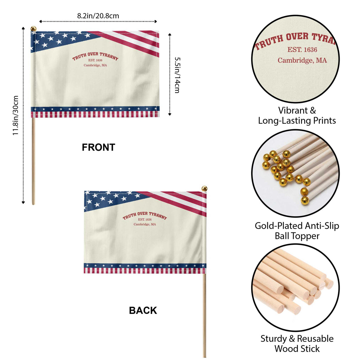 Truth Over Tyranny Patriotic Handheld Flag Protect Higher Education Academic Independence