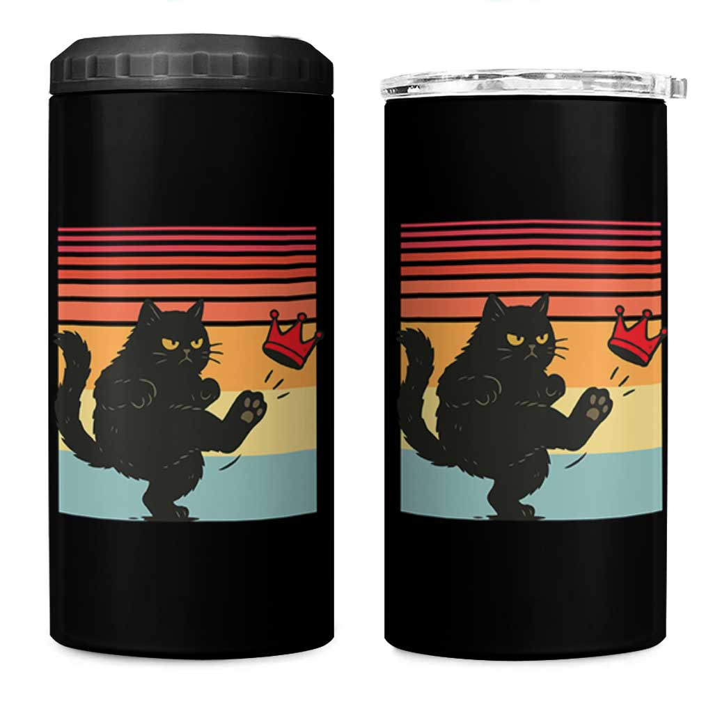 No Kings Black Cat 4 in 1 Can Cooler Tumbler Funny Kitten Social Justice - Wonder Print Shop