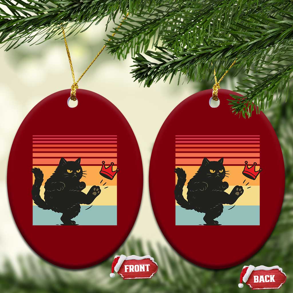 No Kings Black Cat Ceramic Ornament Funny Kitten Social Justice - Wonder Print Shop