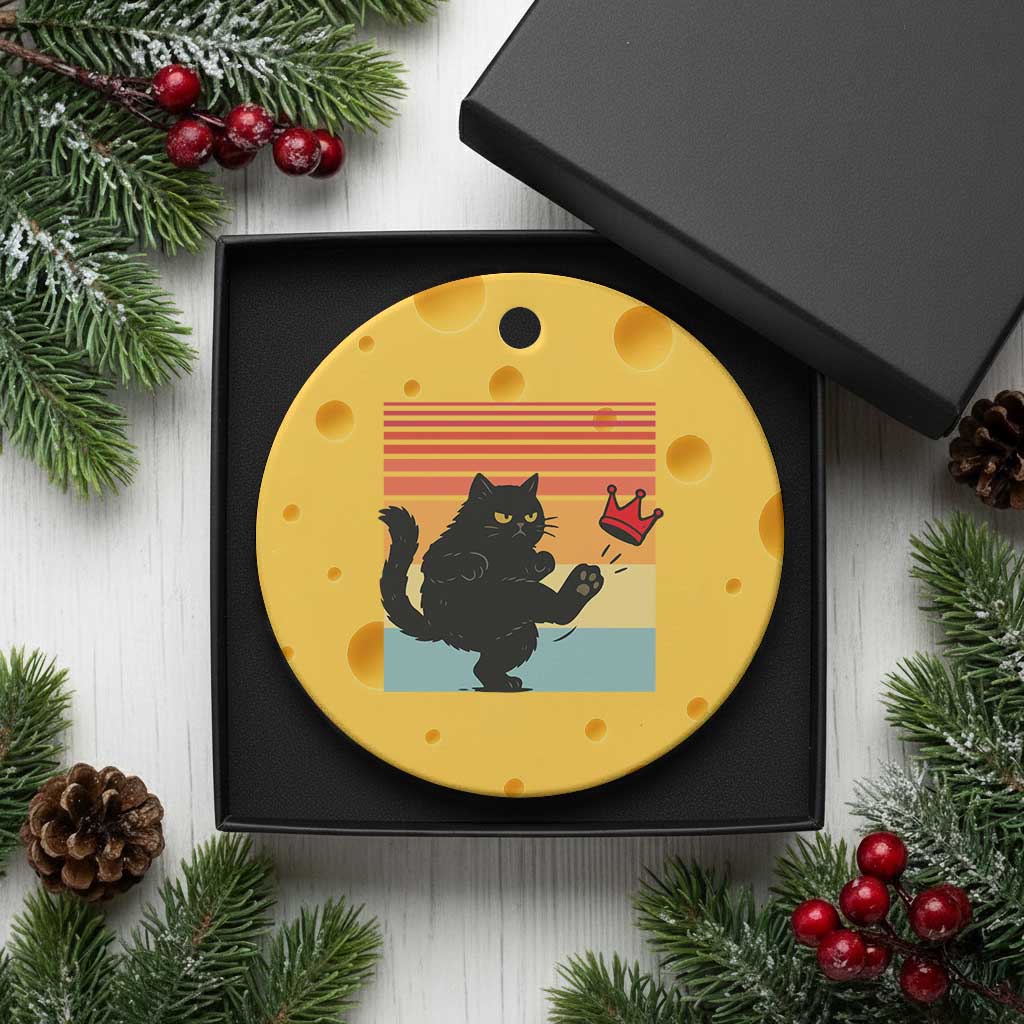 No Kings Black Cat Ceramic Ornament Funny Kitten Social Justice - Wonder Print Shop