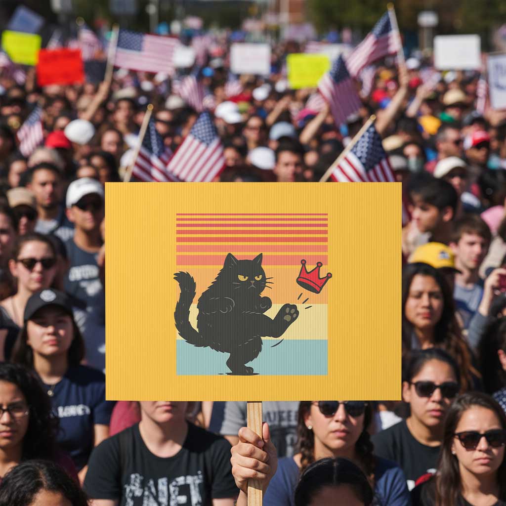 No Kings Black Cat Protest Sign Funny Kitten Social Justice - Wonder Print Shop