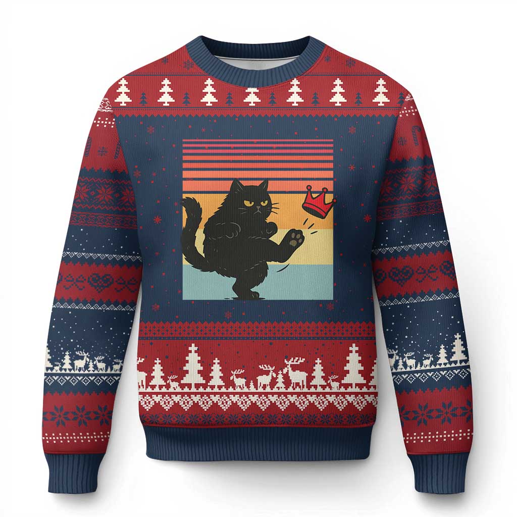 No Kings Black Cat Ugly Christmas Sweater Funny Kitten Social Justice - Wonder Print Shop