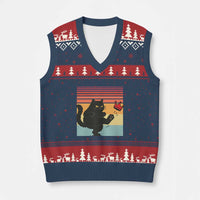 No Kings Black Cat V-Neck Knit Sweater Vest Funny Kitten Social Justice - Wonder Print Shop