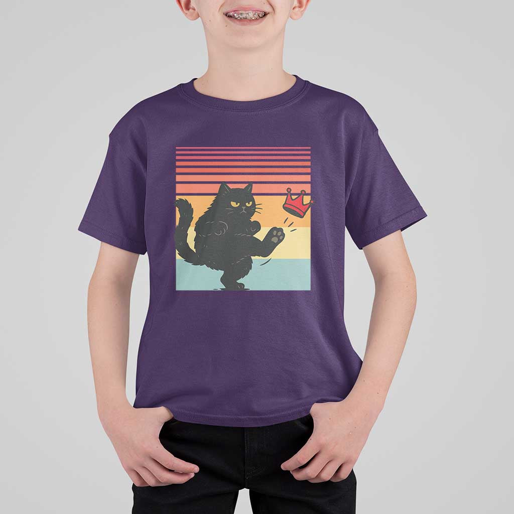 No Kings Black Cat T Shirt For Kid Funny Kitten Social Justice - Wonder Print Shop