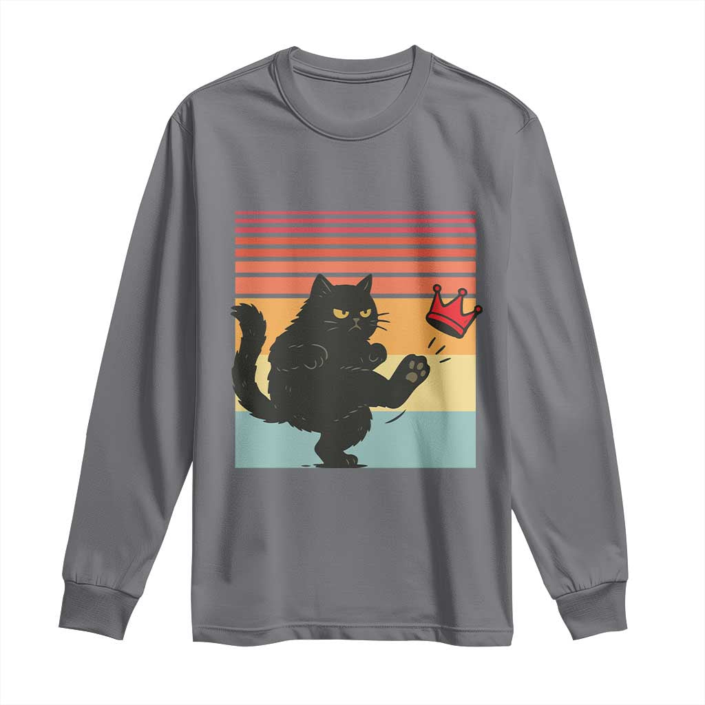 No Kings Black Cat Long Sleeve Shirt Funny Kitten Social Justice - Wonder Print Shop