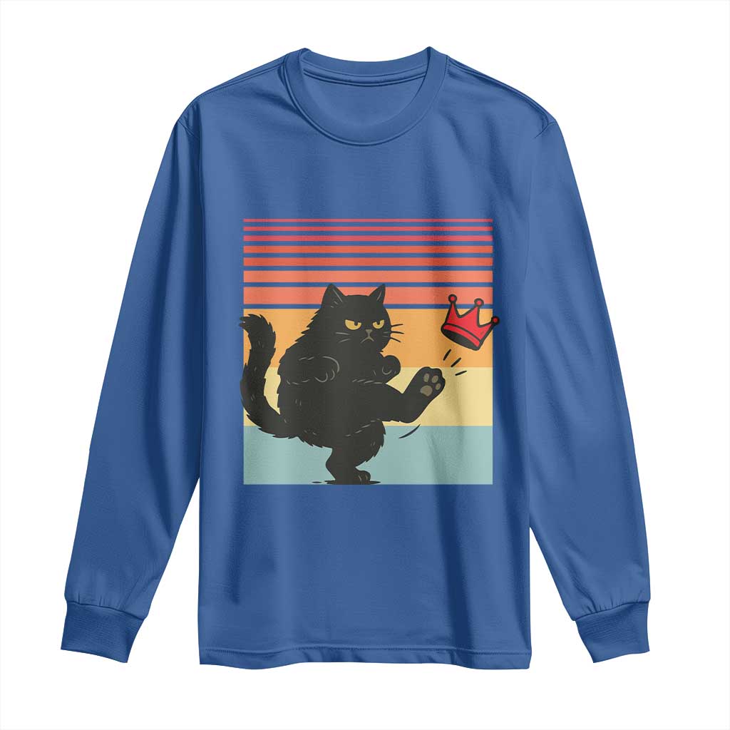 No Kings Black Cat Long Sleeve Shirt Funny Kitten Social Justice - Wonder Print Shop