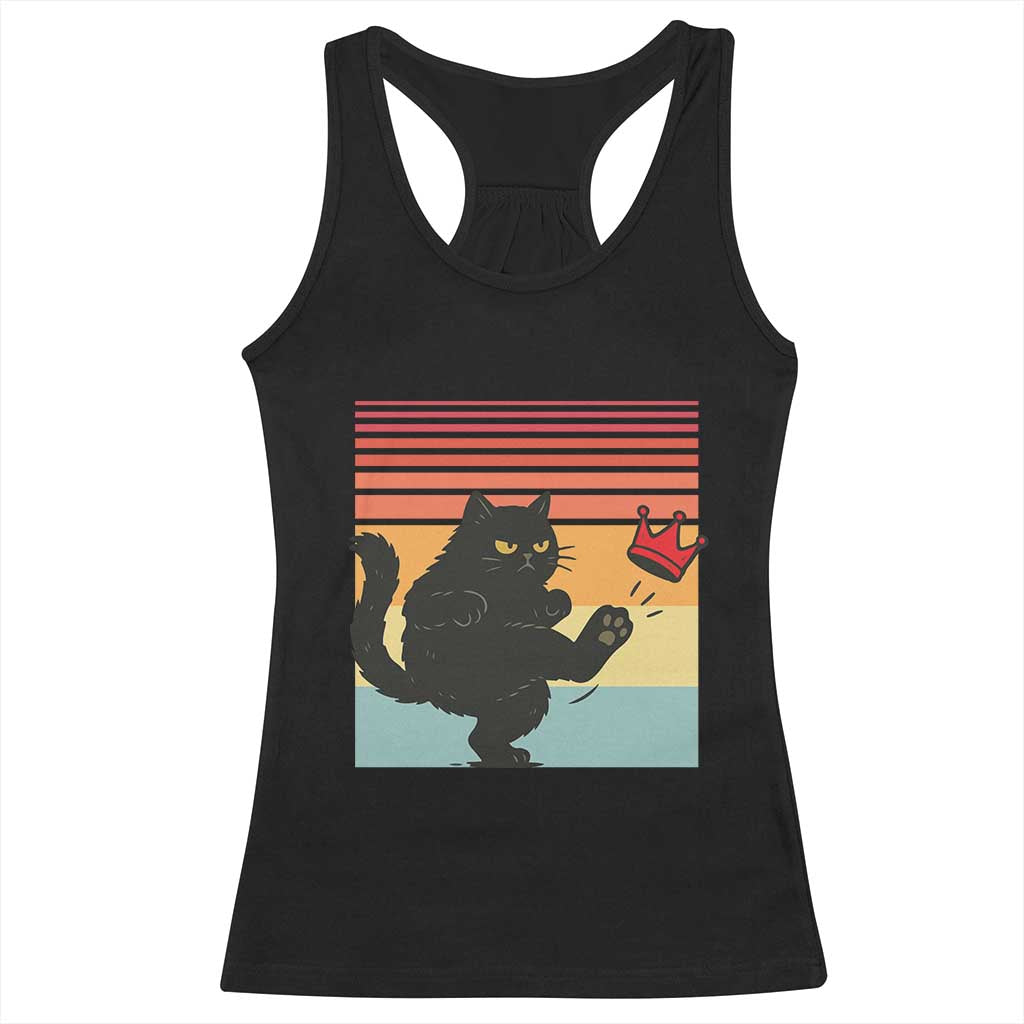No Kings Black Cat Racerback Tank Top Funny Kitten Social Justice - Wonder Print Shop