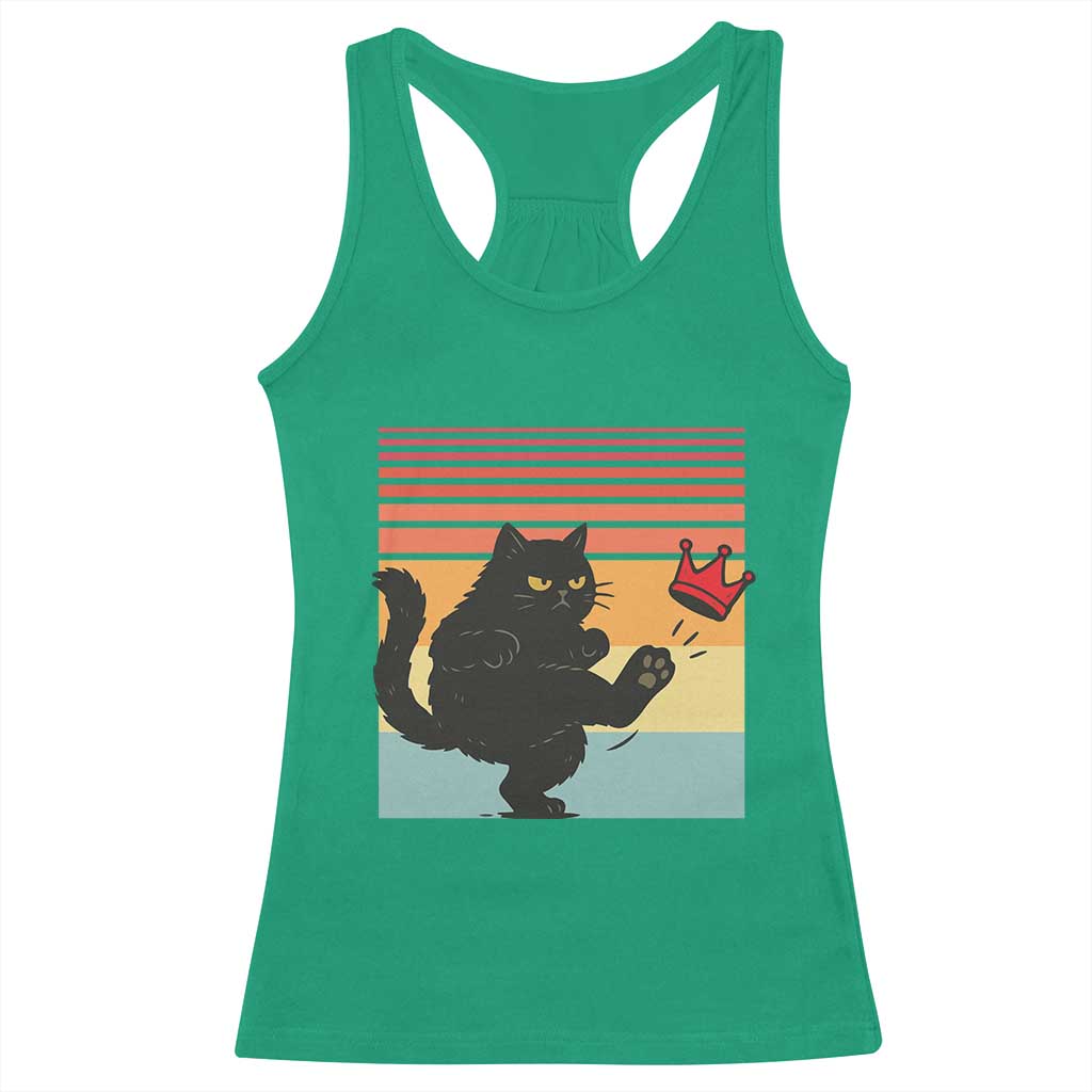 No Kings Black Cat Racerback Tank Top Funny Kitten Social Justice - Wonder Print Shop