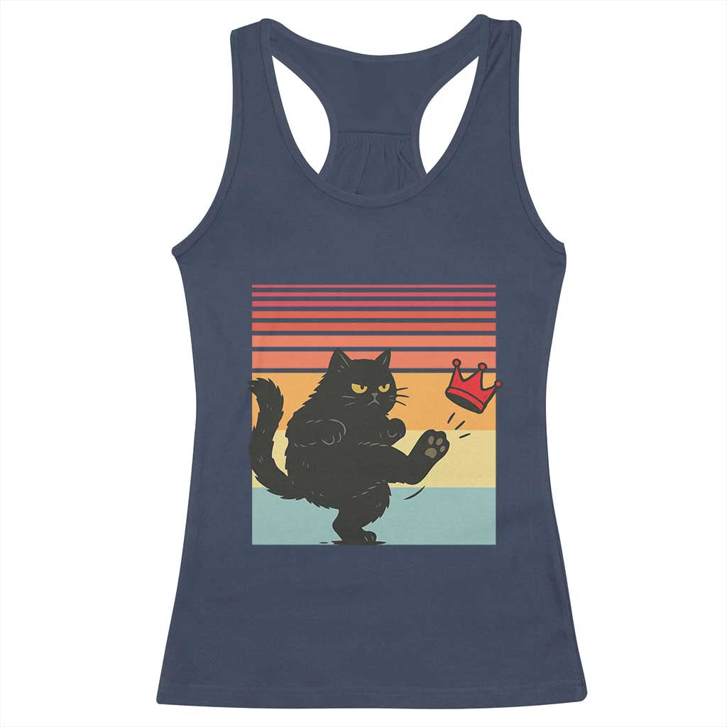 No Kings Black Cat Racerback Tank Top Funny Kitten Social Justice - Wonder Print Shop