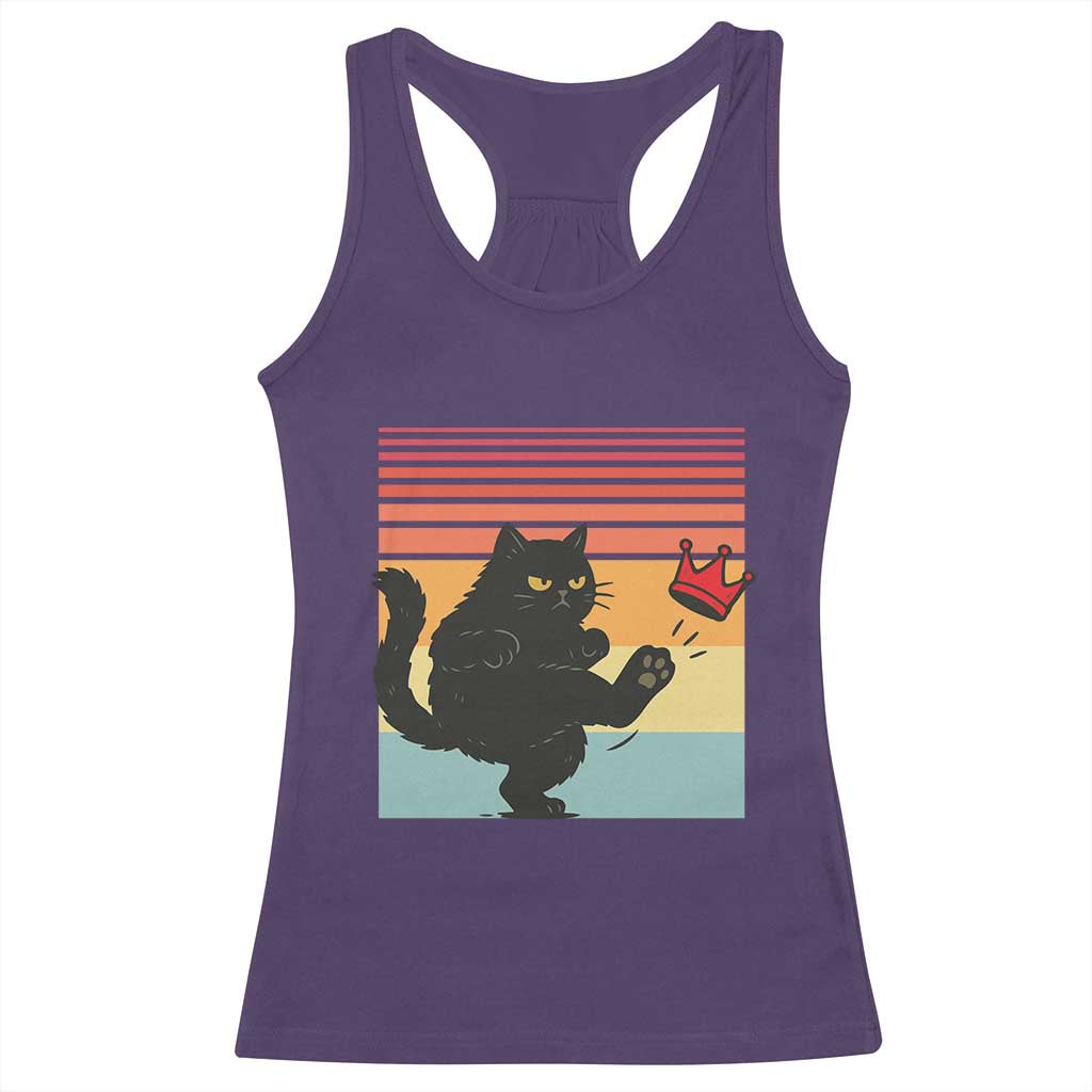 No Kings Black Cat Racerback Tank Top Funny Kitten Social Justice - Wonder Print Shop