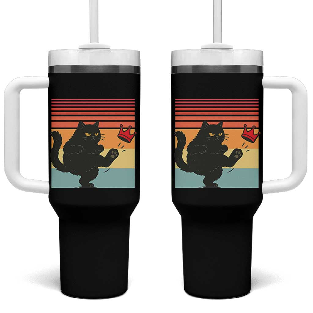 No Kings Black Cat Tumbler With Handle Funny Kitten Social Justice - Wonder Print Shop