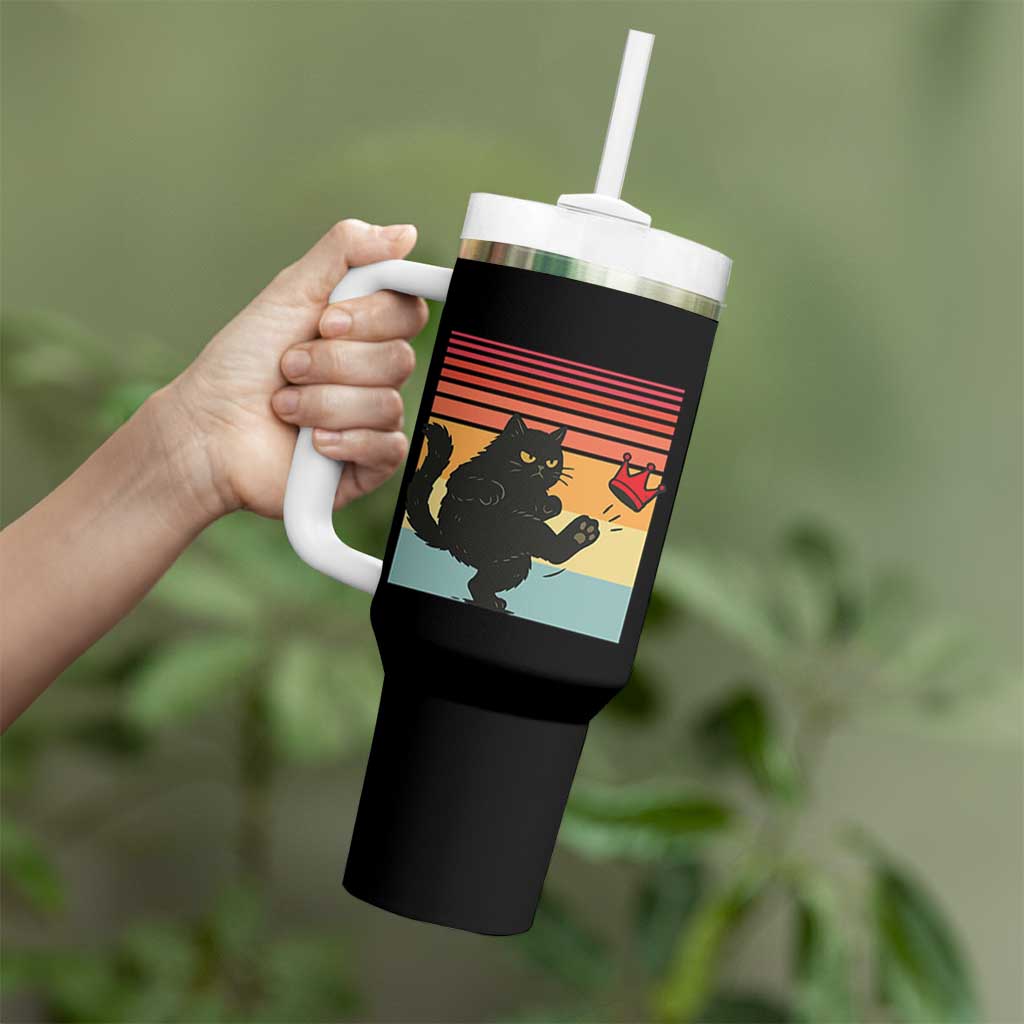 No Kings Black Cat Tumbler With Handle Funny Kitten Social Justice - Wonder Print Shop