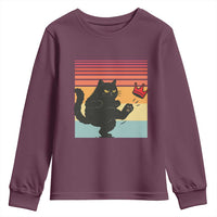 No Kings Black Cat Youth Sweatshirt Funny Kitten Social Justice - Wonder Print Shop