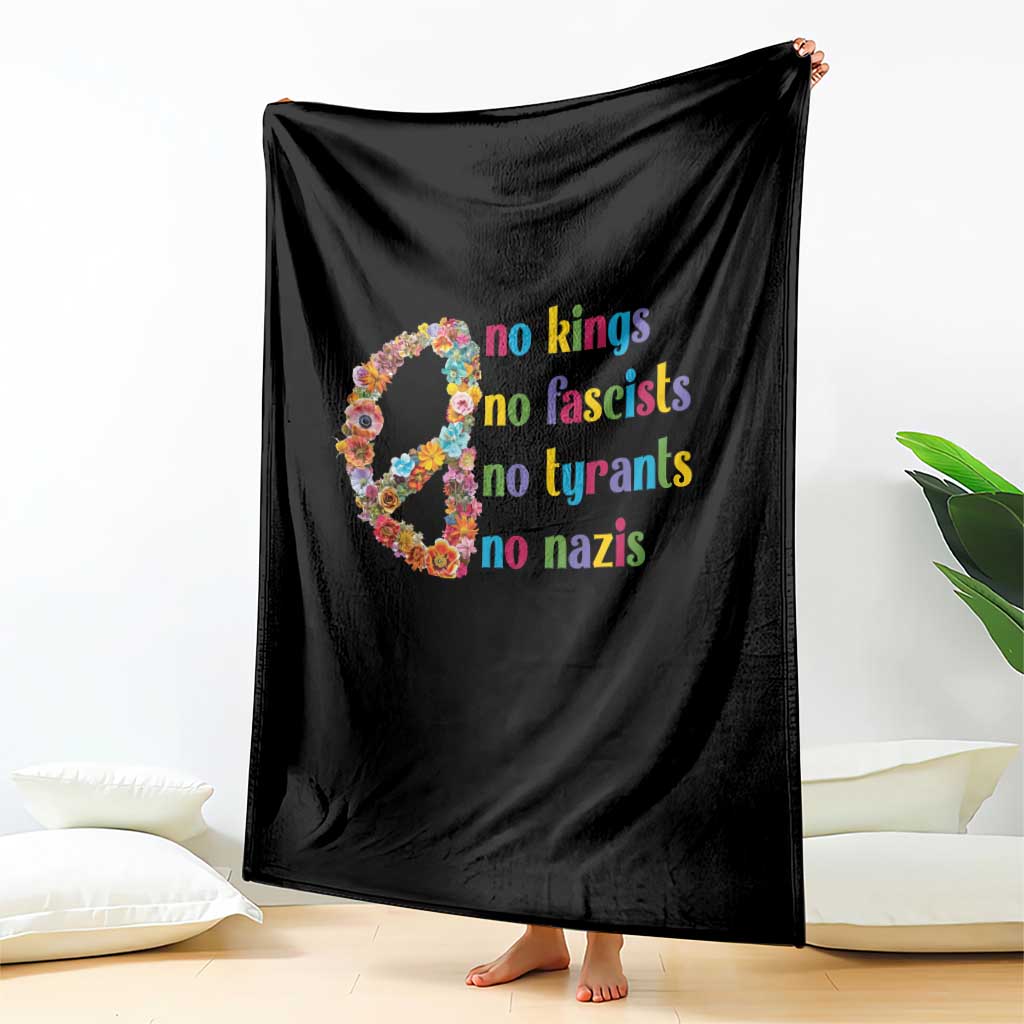 No Kings No Fascists Throw Blanket Floral Peace Sign Social Justice - Wonder Print Shop