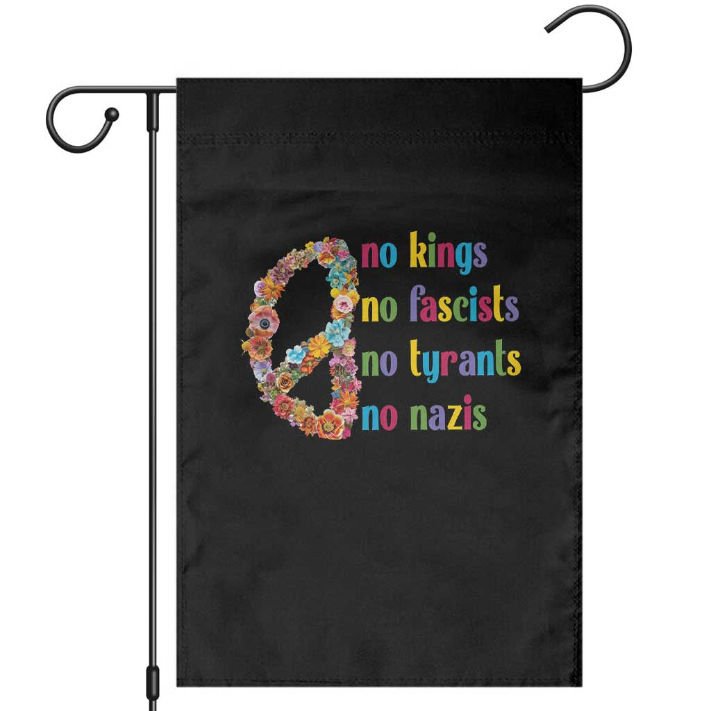 No Kings No Fascists Garden Flag Floral Peace Sign Social Justice - Wonder Print Shop
