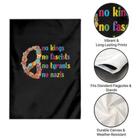 No Kings No Fascists Garden Flag Floral Peace Sign Social Justice - Wonder Print Shop
