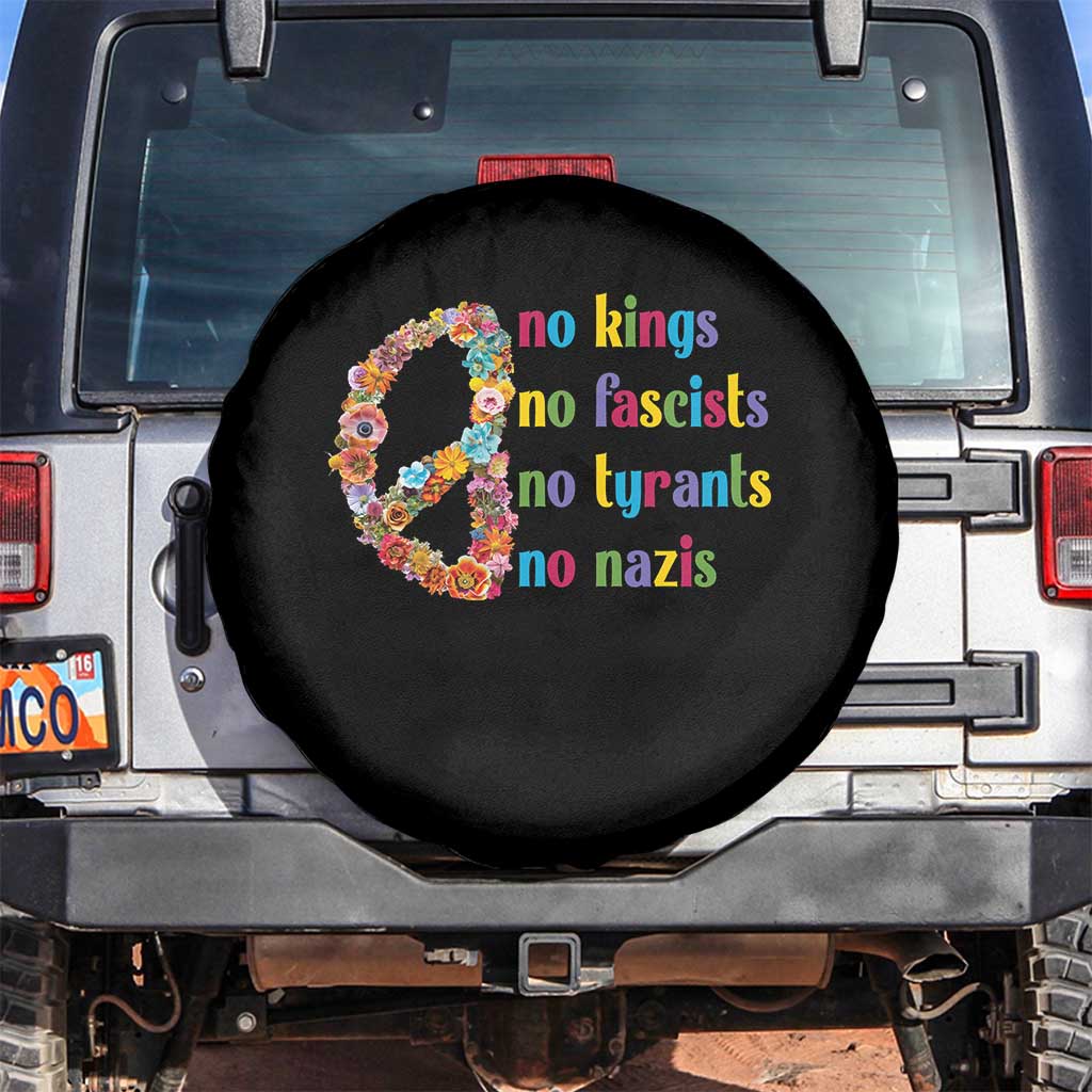 No Kings No Fascists Spare Tire Cover Floral Peace Sign Social Justice - Wonder Print Shop
