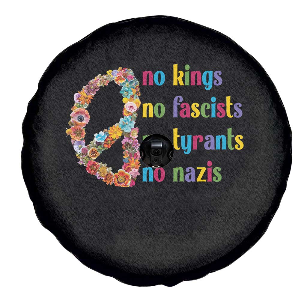 No Kings No Fascists Spare Tire Cover Floral Peace Sign Social Justice - Wonder Print Shop