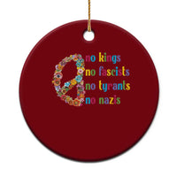 No Kings No Fascists Ceramic Ornament Floral Peace Sign Social Justice - Wonder Print Shop