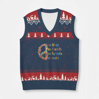 No Kings No Fascists V-Neck Knit Sweater Vest Floral Peace Sign Social Justice - Wonder Print Shop