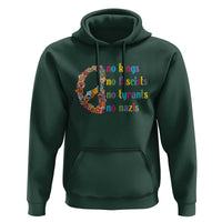 No Kings No Fascists Hoodie Floral Peace Sign Social Justice - Wonder Print Shop